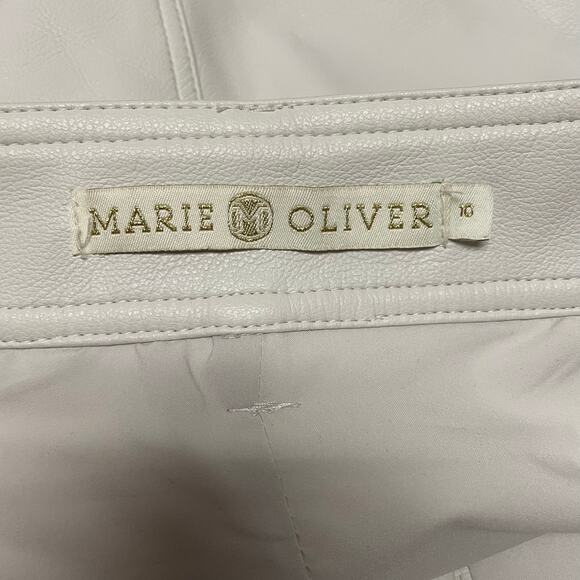 Marie Oliver Vallie Faux Leather Belted Mini Skirt in Cloud Off White Womens 10 - Picture 5 of 6